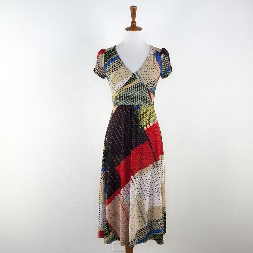 Frock Shop Multi Color Pattern Maxi Style Dress Xs - image 1